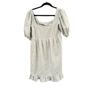 Lola May $70 Sage Green Eyelet Puff Sleeve Mini Dress 100% cotton sz 10 runs Sm